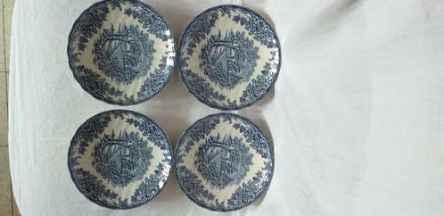4 blauwe Churchill schoteltjes, Antiek en Kunst, Antiek | Servies los, Ophalen of Verzenden