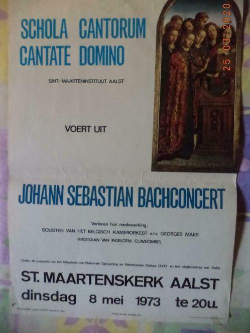 Affiche: Aalst: Cantate Domino: Bachconcert, 8 mei 1973., Divers, Drapeaux & Banderoles, Utilisé, Enlèvement ou Envoi