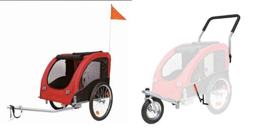 Hondenfietskar-Hondenbuggy L Rood-Zwart, Dieren en Toebehoren, Honden-accessoires, Nieuw, Ophalen