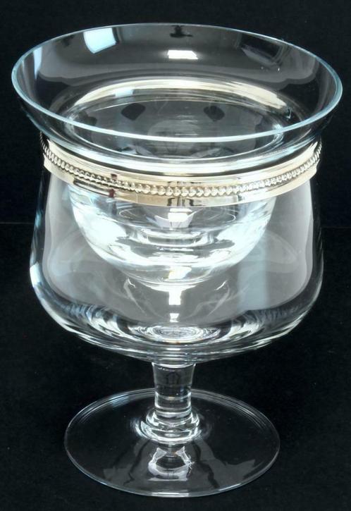 Glazen coupe glas met verzilverde rand en inzet, Huis en Inrichting, Keuken | Servies, Zo goed als nieuw, Glas of Glazen, Overige stijlen