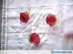 Voiles blancs avec roses et embrases - 2 pièces, Utilisé, Blanc