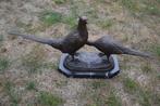 Koppel bronzen fazanten op marmeren voet, Antiek en Kunst, Ophalen, Brons