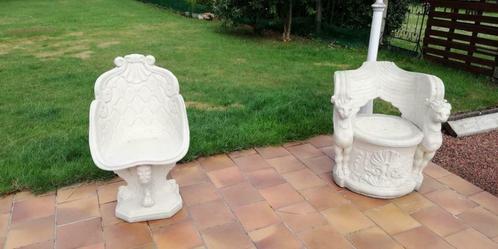 Lot de 3 chaises décoratives en pierre, Jardin & Terrasse, Décoration murale de jardin, Comme neuf, Enlèvement ou Envoi