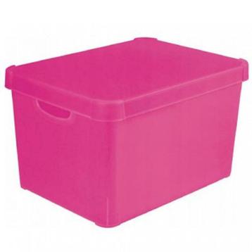 Geval component persoon ② Curver opbergbox stapelbox met deksel oranje, roze of groen — Kratten en  Dozen — 2dehands