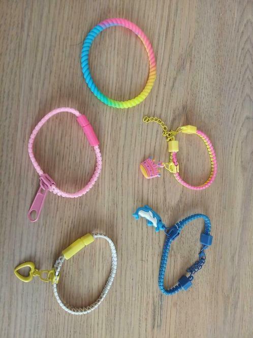 4 x bracelet avec fermeture éclair, Bijoux, Sacs & Beauté, Bracelets, Comme neuf, Synthétique ou Plastique, Autres couleurs, Avec bracelets à breloques ou perles
