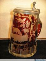 chope circa 1900 cristal rouge /blanc boheme decor chasse