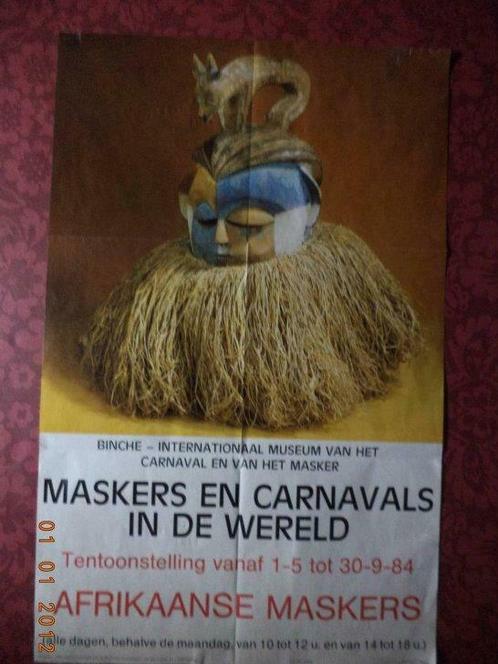 Affiche: Maskers en carnavals in de wereld. Binche, 1984., Collections, Posters & Affiches, Utilisé, Enlèvement ou Envoi