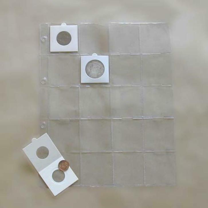 25 inlegbladen met 20 vakken voor munten, Postzegels en Munten, Munten en Bankbiljetten | Toebehoren, Ophalen of Verzenden