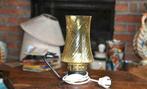 lampe d'appoint socle bois globe verre jaune "vintage", Antiquités & Art