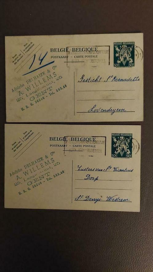 Oude briefkaarten Adolph Delhaize Gent.1945, Postzegels en Munten, Brieven en Enveloppen | België, Ophalen of Verzenden