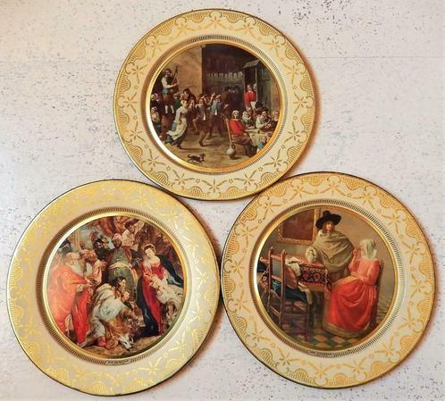 Vintage blikken bordjes schilders Rubens Vermeer Teniers, Antiquités & Art, Curiosités & Brocante, Enlèvement ou Envoi