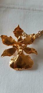 Vintage Gold plated orchidee 22 kt ; hanger of broche met st, Antiek en Kunst, Ophalen of Verzenden