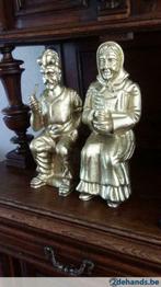 Ancien couple en bois couleur or / hauteur 36 cm, Antiquités & Art, Art | Sculptures & Bois, Enlèvement ou Envoi