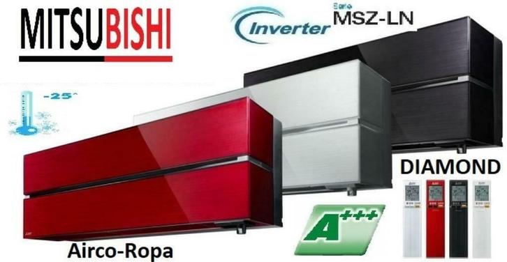 Mitsubishi Premium LN : Wifi  R32  A+++ inverter warmtepomp, Elektronische apparatuur, Airco's, Nieuw, Wandairco, 100 m³ of groter