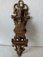 Ancien porte-allumette mural décorative bronze/laiton fin 19, Enlèvement ou Envoi, Bronze