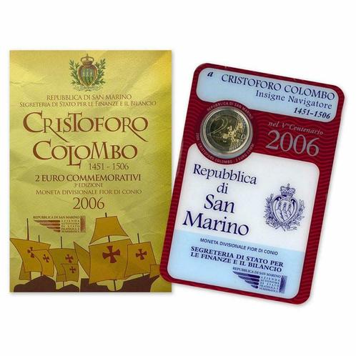 2 euro San Marino 2006 - Columbus (BU), Postzegels en Munten, Munten | Europa | Euromunten, Losse munt, 2 euro, San Marino, Ophalen of Verzenden