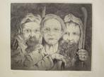 J. Vissenaekens - een groep landlieden - mooie ets op papier, Antiek en Kunst, Kunst | Schilderijen | Klassiek, Ophalen of Verzenden