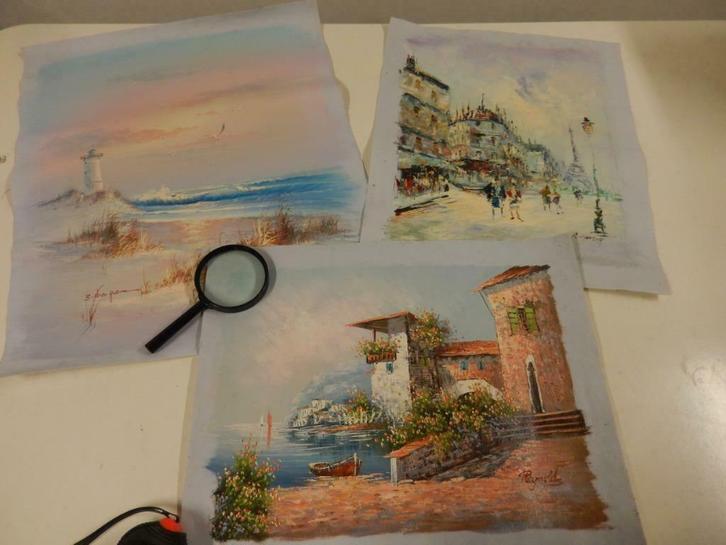 3 schilderijen (zonder kader, op doek), Antiek en Kunst, Kunst | Schilderijen | Klassiek, Ophalen