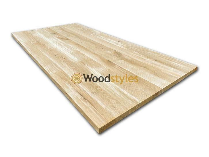 Massief Eiken Tafelblad - Recht - Bekijk onze webshop, Huis en Inrichting, Tafels | Eettafels, Nieuw, 50 tot 100 cm, 200 cm of meer