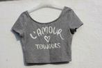 Top crop gris chiné H&M (S), H&M, Ophalen of Verzenden, Korte mouw, Grijs