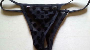 String avec boules noir neuf, Black level, Envoi, Noir, String