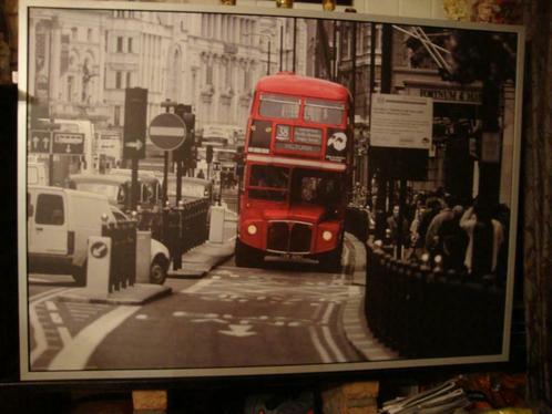 Verlaagd Canvas dubbeldekker bus in Londen in perfecte staat, Huis en Inrichting, Woonaccessoires | Wanddecoraties, Zo goed als nieuw