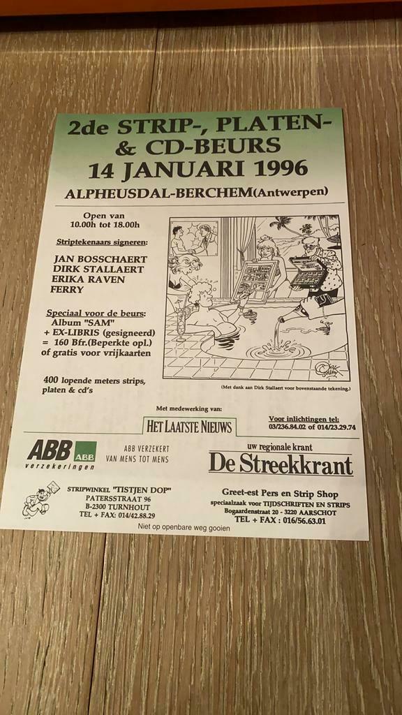 Dirk stallaert, strooibriefje stripbeurs 1996, Ophalen, Nieuw