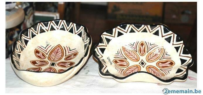 § rare paire de plat faiencerie boussu signé vandyke, Antiquités & Art, Antiquités | Céramique & Poterie, Enlèvement
