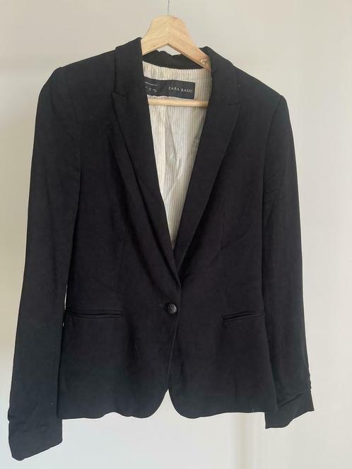 Zwarte katoenen blazer, Kleding | Dames, Jasjes, Kostuums en Pakken, Gedragen, Jasje, Maat 38/40 (M), Zwart, Verzenden