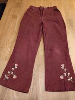 Bordeaux retro ribluwelen broek toffe bloem accenten 122 128, Broek, MET, Gebruikt, Meisje