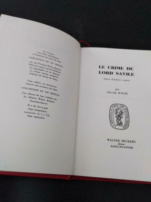 Le crime de Lord Savile, suivi d'autres contes, Oscar Wilde, Livres, Littérature, Utilisé, Enlèvement ou Envoi