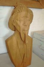 Oud BLANK houten Borstbeeld H 45cm B 21cm D 16cm, Antiek en Kunst, Curiosa en Brocante, Ophalen of Verzenden