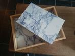 Plateau et Boite en bois  "Aspect Marbre Blanc", Enlèvement ou Envoi, Bois