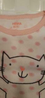 Pyjama fillette coton 18m/2 ans points roses et petit chat, Meisje, Zo goed als nieuw, Hema, Nacht- of Onderkleding