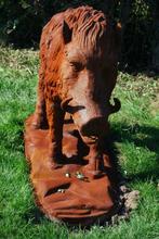 Groot gietijzeren zwijn, levensgroot, Tuin en Terras, Tuinbeelden, Ophalen, Zo goed als nieuw, Overige materialen, Dierenbeeld
