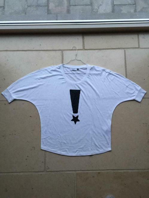 Wit dames shirt 'ONLY', met uitroepteken vooraan, M: small, Kleding | Dames, T-shirts, Gedragen, Maat 36 (S), Wit, Lange mouw