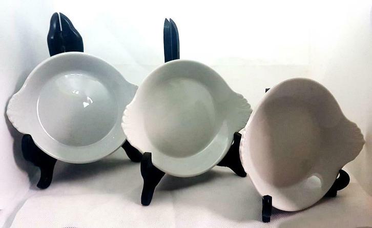 Vintage 3 porseleinen gratin schaaltjes met vuur Apilco Fran, Antiek en Kunst, Antiek | Porselein, Ophalen of Verzenden