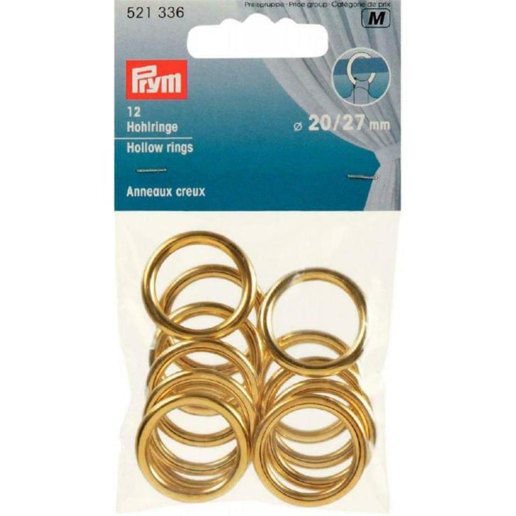 12 holle messing ringen 20 / 27 mm Prym 521336, Hobby en Vrije tijd, Naaien en Fournituren, Nieuw, Ophalen of Verzenden