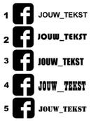 Eigen Facebook Naam Stickers in meer dan 60 Kleuren !, Verzenden