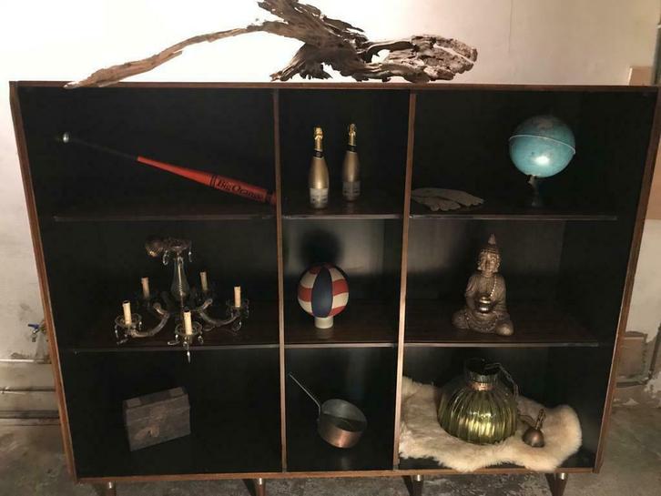 retro ZEBRANO uitstalkast (vakkenkast), Antiek en Kunst, Curiosa en Brocante, Ophalen of Verzenden