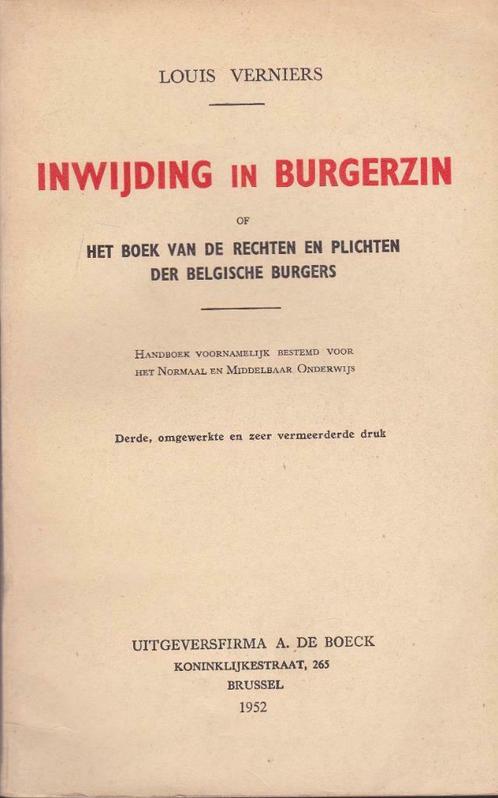 Louis Verniers, Inwijding in burgerzin., Boeken, Schoolboeken, Gelezen, Maatschappijleer, ASO, Ophalen of Verzenden