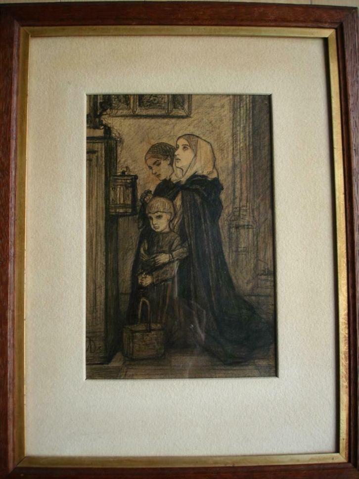 Charles DEGROUX  paroissiens pastel/papier dédicacé, Antiquités & Art, Art | Peinture | Classique, Enlèvement