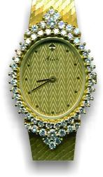 Dames uurwerk 18 kt geel goud + briljanten, Handtassen en Accessoires, Horloges | Dames, Overige merken, Polshorloge, Nieuw, Ophalen of Verzenden