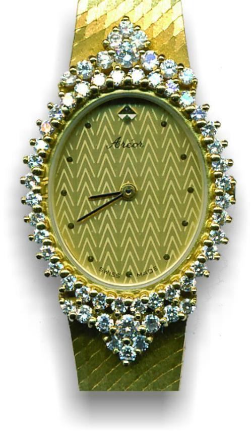 Dames uurwerk 18 kt geel goud + briljanten, Handtassen en Accessoires, Horloges | Dames, Nieuw, Polshorloge, Overige merken, Goud