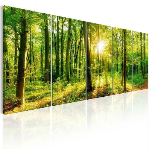 Peinture en 5 parties sur toile Forest Nature 240 x 90 cm, Antiquités & Art, Art | Peinture | Moderne, Envoi