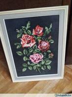 grote kader met bloemen:  handwerk halve kruisjes, Huis en Inrichting, Ophalen, Gebruikt