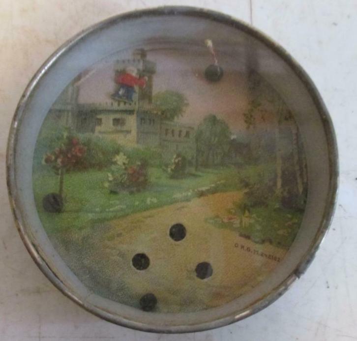 antiek balspelletje DRGM met balletjes en ventje  CJ, Antiek en Kunst, Antiek | Speelgoed, Verzenden