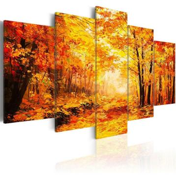 61 Bomen Bos Natuur 5 Luik Canvas Schilderij 200x100cm XXL