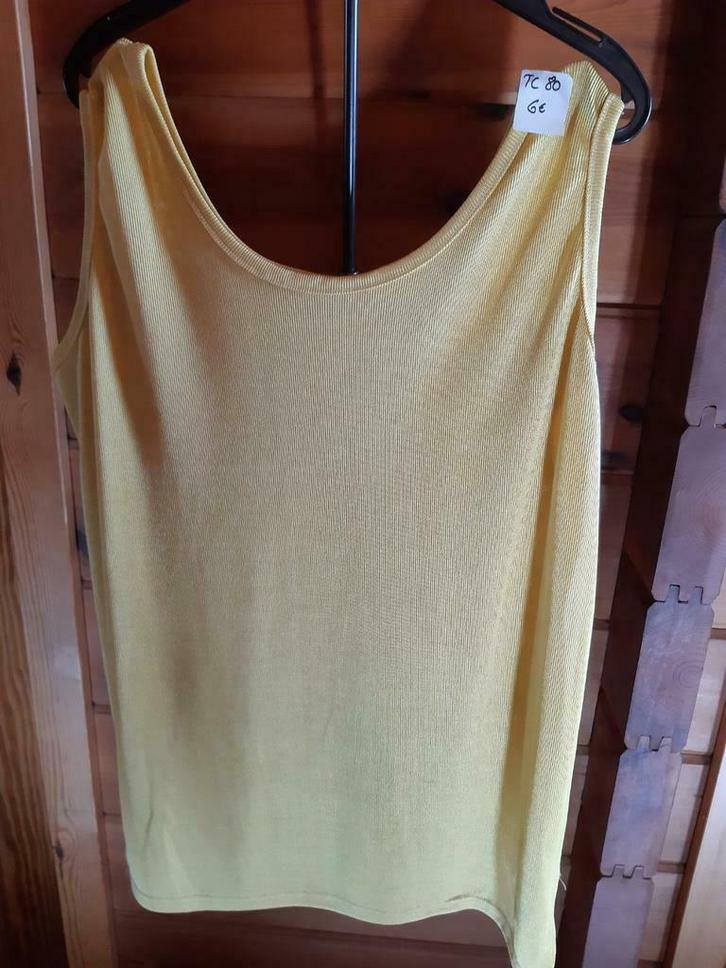 Geel topje leuke stof, Kleding | Dames, Grote Maten, Zo goed als nieuw, Ophalen