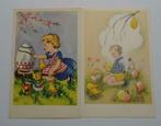 2 oude postkaarten Pasen, Verzamelen, 1940 tot 1960, Feest(dag), Ongelopen, Ophalen of Verzenden